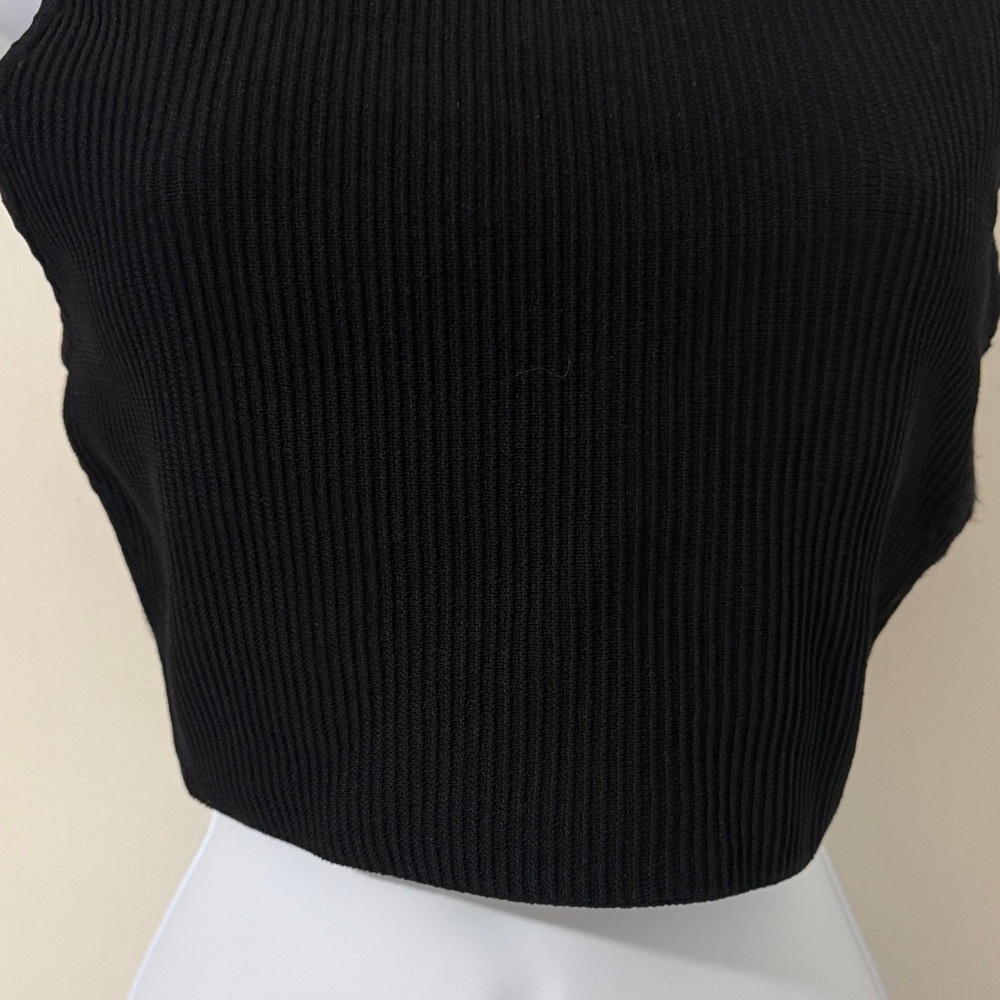 Babaton Black Ribbed Crop Top - Picture 5 of 15